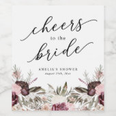 Étiquette Pour Bouteilles De Vin Fête des mariées florale Boho de Bourgogne (Étiquettes simples)