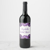 Étiquette Pour Bouteilles De Vin Fête des mariées florale pourpre (Devant)