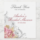 Étiquette Pour Bouteilles De Vin Fête des mariées florale rose (Étiquettes simples)