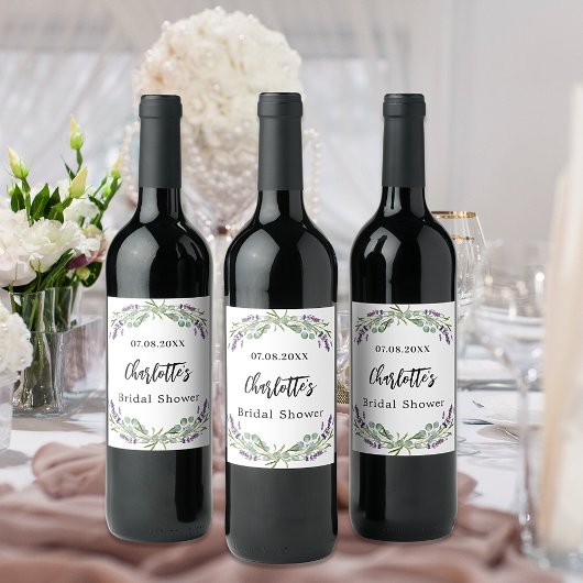 Étiquette Pour Bouteilles De Vin Fête des mariées lavande florale eucalyptus