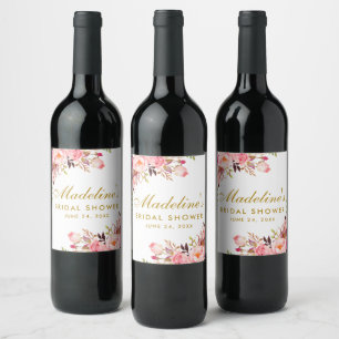 Étiquette Pour Bouteilles De Vin Fête des mariées or rose flush