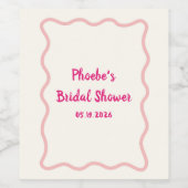 Étiquette Pour Bouteilles De Vin Fête des mariées rose Bordure Wavy Whimsical migno (Étiquettes simples)