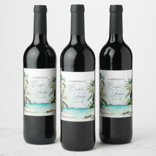 Étiquette Pour Bouteilles De Vin Fête des mariées Tropical Beach Palm Trees
