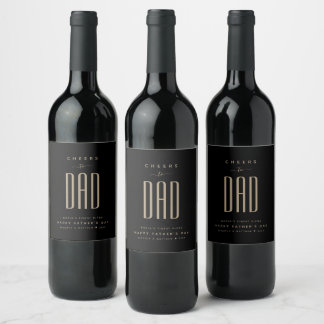 Étiquette Pour Bouteilles De Vin Fête des pères moderne Black & Gold "Cheval to Dad