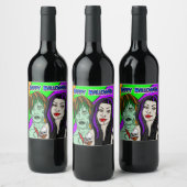 Étiquette Pour Bouteilles De Vin Fête d'Halloween | Pop Art zombie Vampire (Bouteilles)