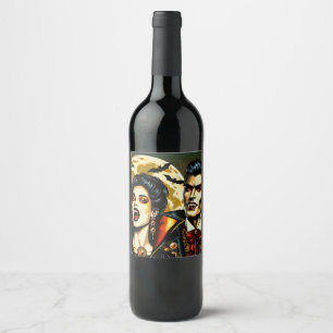 Étiquette Pour Bouteilles De Vin Fête d'Halloween Vampires et Chauves-Souris