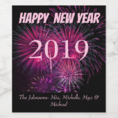 Étiquette Pour Bouteilles De Vin Fête du feu d'artifice du Nouvel An (Étiquettes simples)