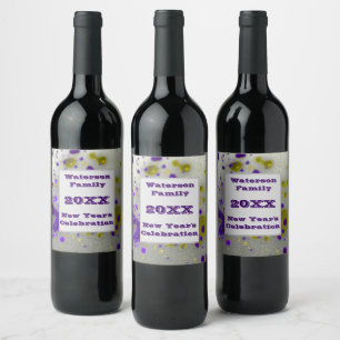 Étiquette Pour Bouteilles De Vin Fête du Nouvel An Fête de la famille d'argent mode