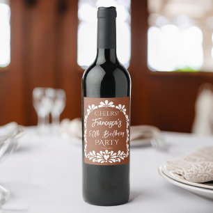 Étiquette Pour Bouteilles De Vin Fête mexicaine en terre cuite talavera personnalis