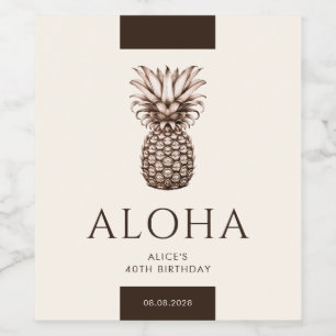 Étiquette Pour Bouteilles De Vin Fête tropicale Aloha avec ananas vintage