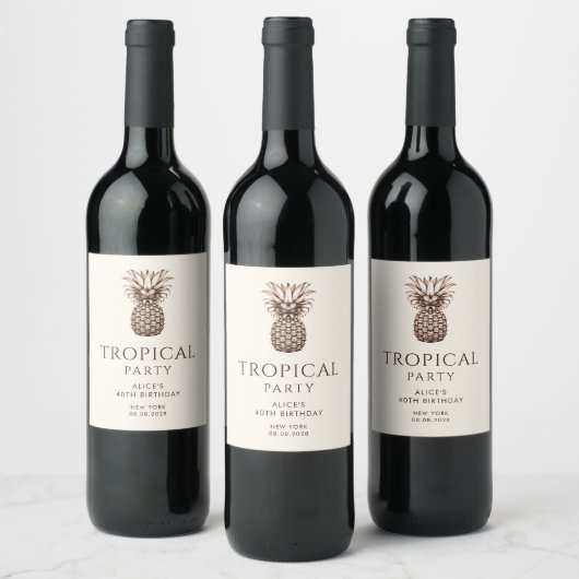 Étiquette Pour Bouteilles De Vin Fête tropicale avec ananas (Bouteilles)