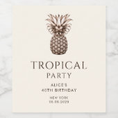 Étiquette Pour Bouteilles De Vin Fête tropicale avec ananas (Étiquettes simples)