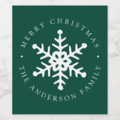 Étiquette Pour Bouteilles De Vin Fête verte de snowflacon moderne (Étiquettes simples)