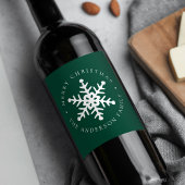 Étiquette Pour Bouteilles De Vin Fête verte de snowflacon moderne