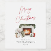 Étiquette Pour Bouteilles De Vin Fêtes de Noël (Étiquettes simples)