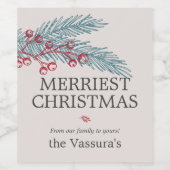 Étiquette Pour Bouteilles De Vin Feuillage de Noël Hiver Baie Verdure (Étiquettes simples)