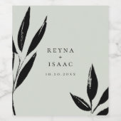 Étiquette Pour Bouteilles De Vin Feuillage Foncé Moderne Personnalisé (Étiquettes simples)