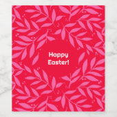 Étiquette Pour Bouteilles De Vin Feuillage rose et rouge Pâques (Étiquettes simples)