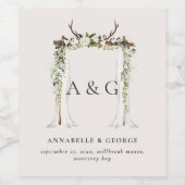 Étiquette Pour Bouteilles De Vin Feuillage rustique blanc mariage à baguette de cer (Étiquettes simples)