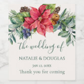 Étiquette Pour Bouteilles De Vin Feuillage vert Poinsettia Mariage (Étiquettes simples)