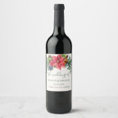 Étiquette Pour Bouteilles De Vin Feuillage vert Poinsettia Mariage (Devant)