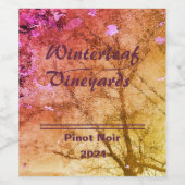 Étiquette Pour Bouteilles De Vin "Feuille d'hiver" Amber Bottom, Série de 6 étiquet (Étiquettes simples)