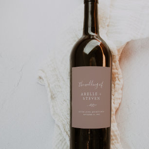 Étiquette Pour Bouteilles De Vin Feuille minimale Étiquette vin Mariage neutre