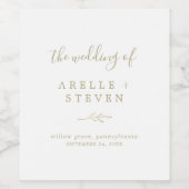 Étiquette Pour Bouteilles De Vin Feuille minimale | Mariage or (Étiquettes simples)