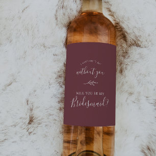 Étiquette Pour Bouteilles De Vin Feuille minimale   Proposition de la Bridesmaid Bo