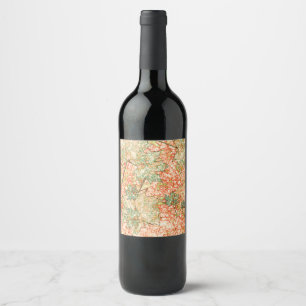 Étiquette Pour Bouteilles De Vin feuilles Abstraits sur corail rayé arrière - plan