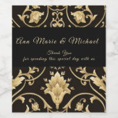 Étiquette Pour Bouteilles De Vin Feuilles d'acanthe élégantes en or et noir (Étiquettes simples)