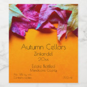 Étiquette Pour Bouteilles De Vin Feuilles d'automne sur orange (Étiquettes simples)