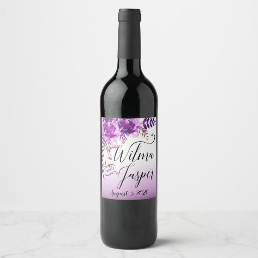 Étiquette Pour Bouteilles De Vin Feuilles de fleurs de lilas lavande Vignes Floral (Devant)