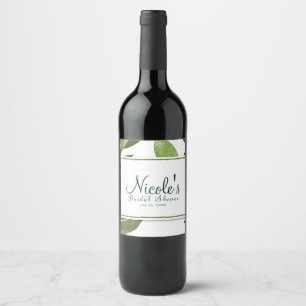 Étiquette Pour Bouteilles De Vin Feuilles de plante de luxe botanique vert vin élég