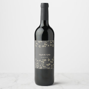 Étiquette Pour Bouteilles De Vin Feuilles d'or Élégant Chic
