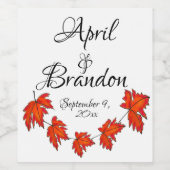 Étiquette Pour Bouteilles De Vin Feuilles rouges  (Étiquettes simples)