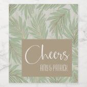 Étiquette Pour Bouteilles De Vin Feuilles Tropical Vert et Or sur Sage (Étiquettes simples)