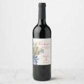 Étiquette Pour Bouteilles De Vin Feuilles vertes rustiques Baies rouges Noël Mariag (Devant)