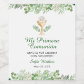 Étiquette Pour Bouteilles De Vin Feuilles verts première communion sainte Vino espa (Étiquettes simples)