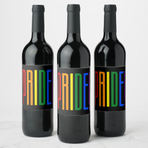Étiquette Pour Bouteilles De Vin Fierté ! Couleurs du drapeau arc-en-ciel LGBT Typo
