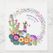 Étiquette Pour Bouteilles De Vin FIESTA Cactus Folkart Fleurs Personnalisé (Étiquettes simples)