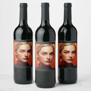 Étiquette Pour Bouteilles De Vin Fille aux yeux bleus