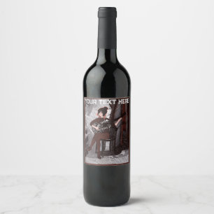 Étiquette Pour Bouteilles De Vin Fille avec guitare