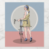 Étiquette Pour Bouteilles De Vin Fille avec une perle Écouter un nouveau vélo (Étiquettes simples)