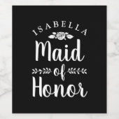 Étiquette Pour Bouteilles De Vin Fille d'honneur Flora (Étiquettes simples)