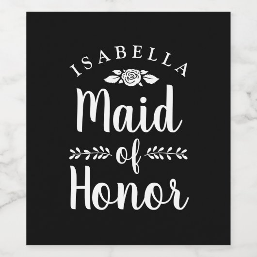 Étiquette Pour Bouteilles De Vin Fille d'honneur Flora (Étiquettes simples)