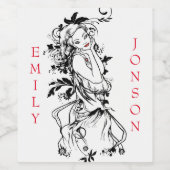 Étiquette Pour Bouteilles De Vin Fille florale Lèvres rouges (Étiquettes simples)