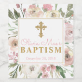 Étiquette Pour Bouteilles De Vin Filles en fleurs roses Baptême (Étiquettes simples)