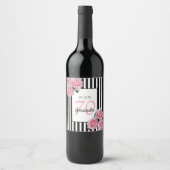 Étiquette Pour Bouteilles De Vin Fils roses à 70e anniversaire sur bandes blanches  (Devant)