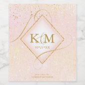 Étiquette Pour Bouteilles De Vin Fine Lines Gold Abstrait Mariage V2 Blush ID867 (Étiquettes simples)